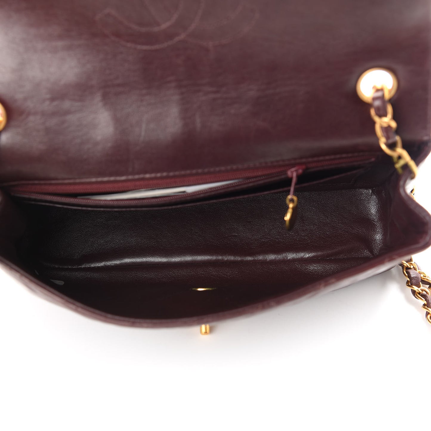 Lambskin Quilted Medium Single Flap Burgundy