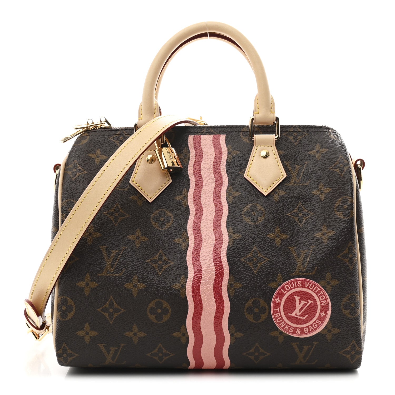 Louis Vuitton Mon Monogram Speedy Bandouliere 25 Light Pink Sari Red 1 of 9