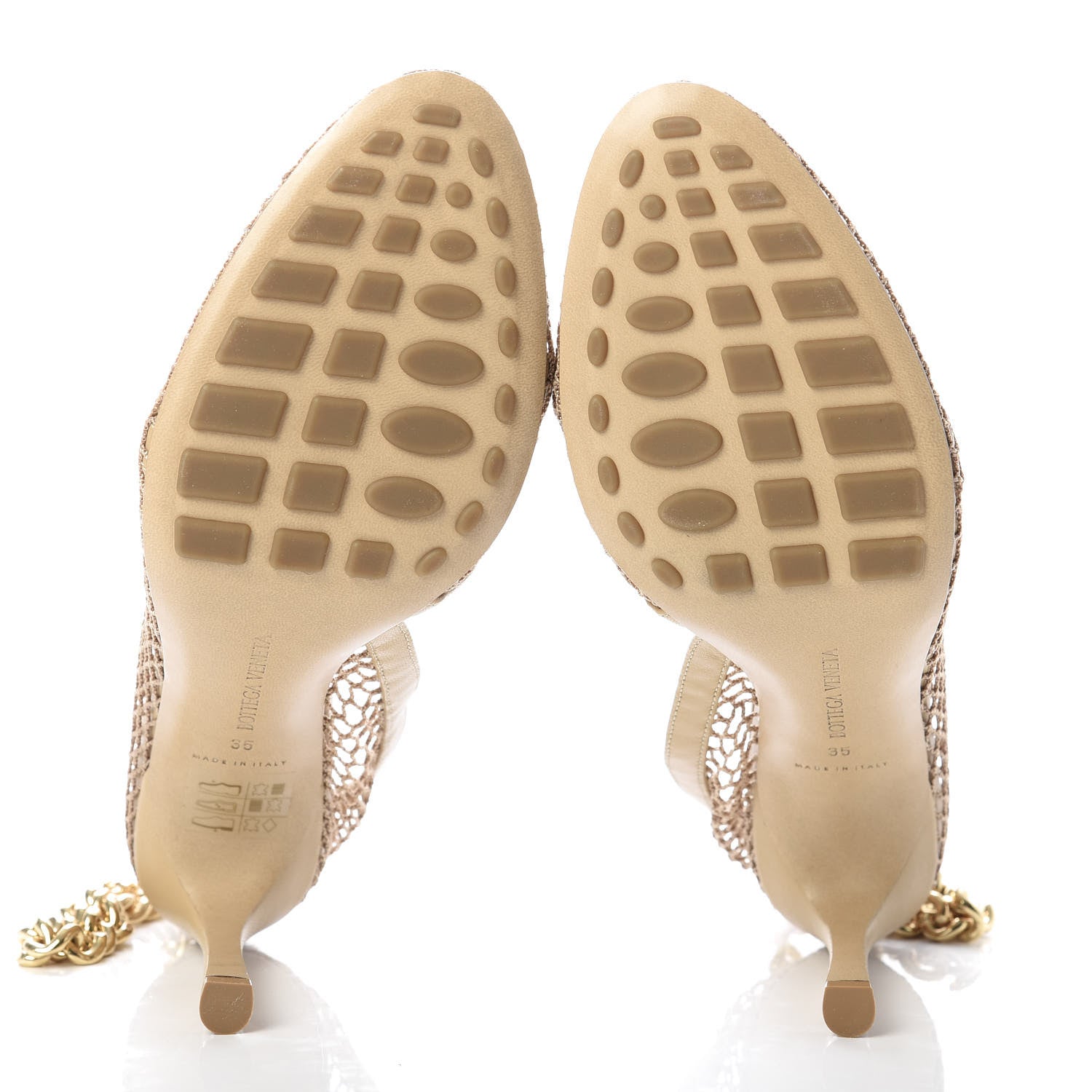 Bottega Veneta Mesh Nappa Chunky Chain Sandals 35 Beige Pony 5 of 9