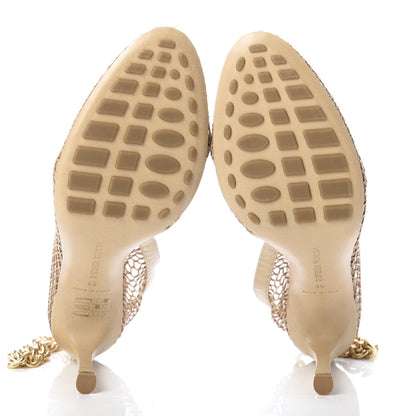 Bottega Veneta Mesh Nappa Chunky Chain Sandals 35 Beige Pony 5 of 9