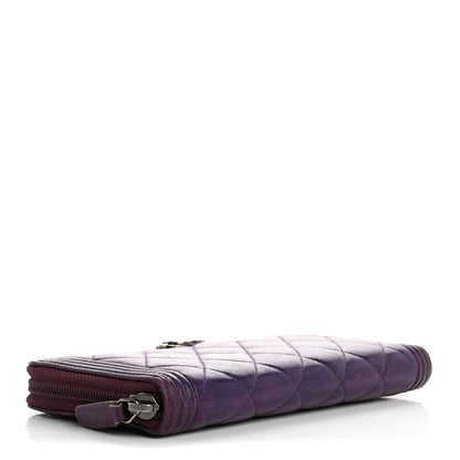 Chanel Lambskin Quilted Boy Zip Around Wallet Purple 4 of 9
