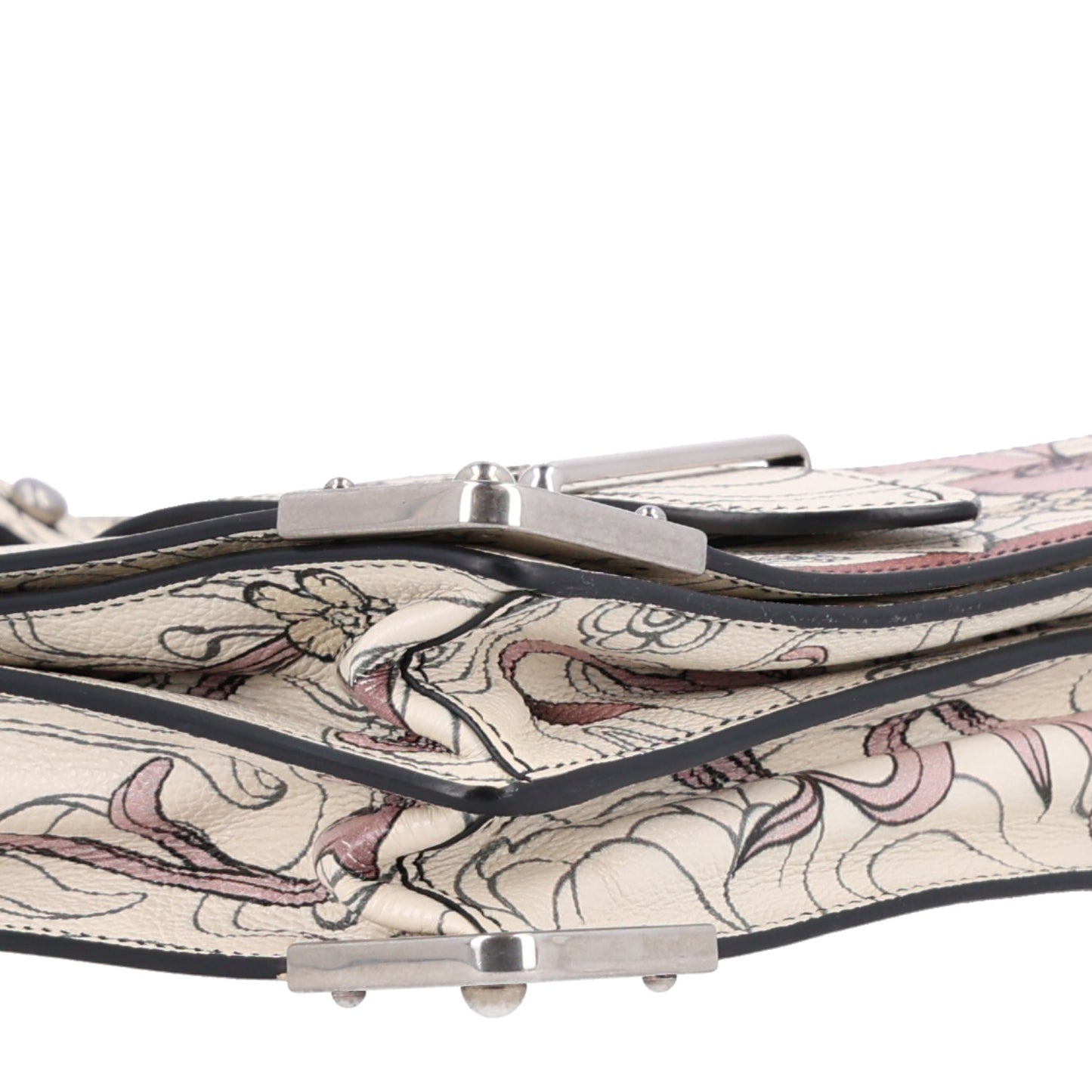 X JAMES JEAN Glace Calfskin Rabbit Print Cahier Bag Opaline