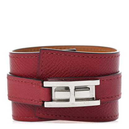 Hermes Epsom Manchette Drag Bracelet T3 Rouge Casaque 1 of 4