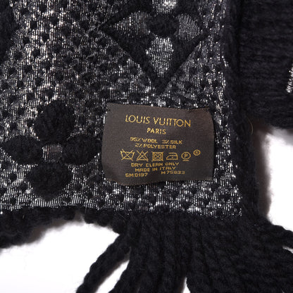 Louis Vuitton Wool Silk Logomania Shine Scarf Black 3 of 3