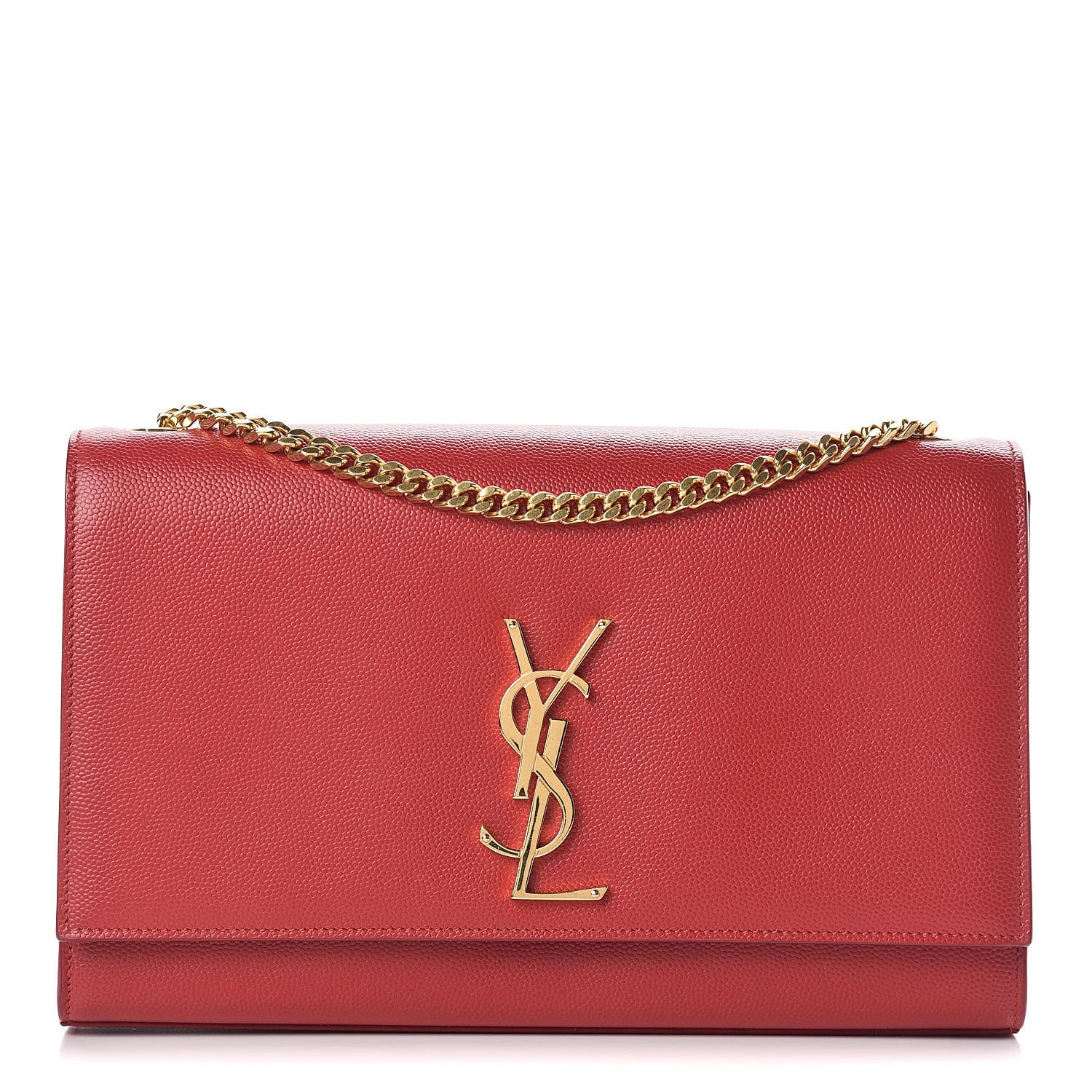 Saint Laurent Grain De Poudre Medium Monogram Kate Satchel Red 1 of 11