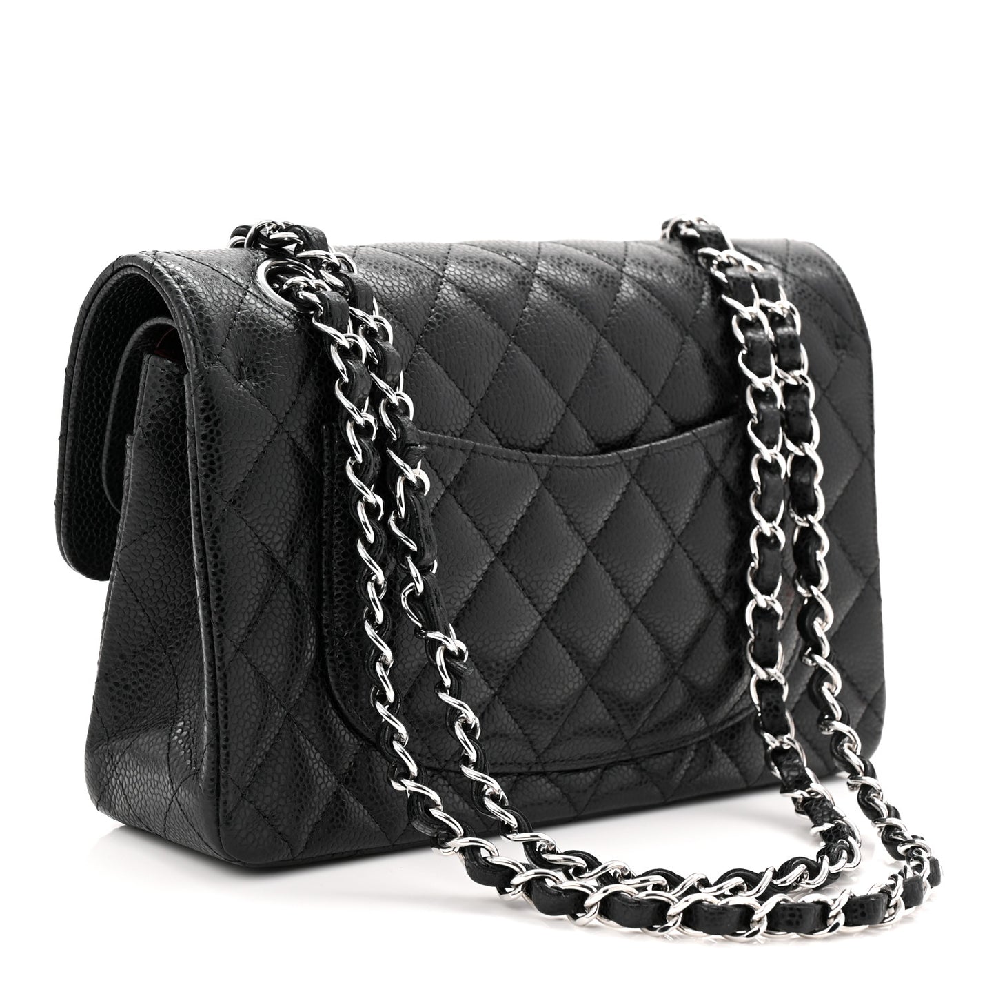 Caviar Quilted Small Double Flap Black