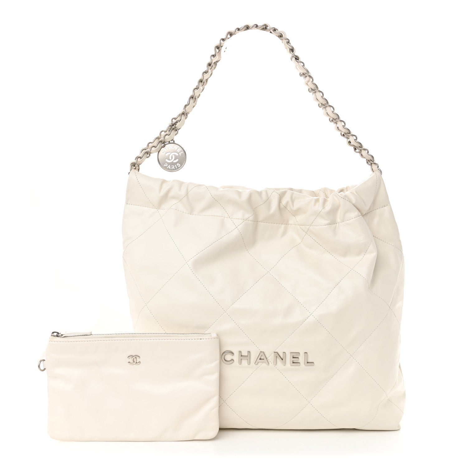 Chanel Shiny Calfskin Quilted Small Chanel 22 White 3 of 11