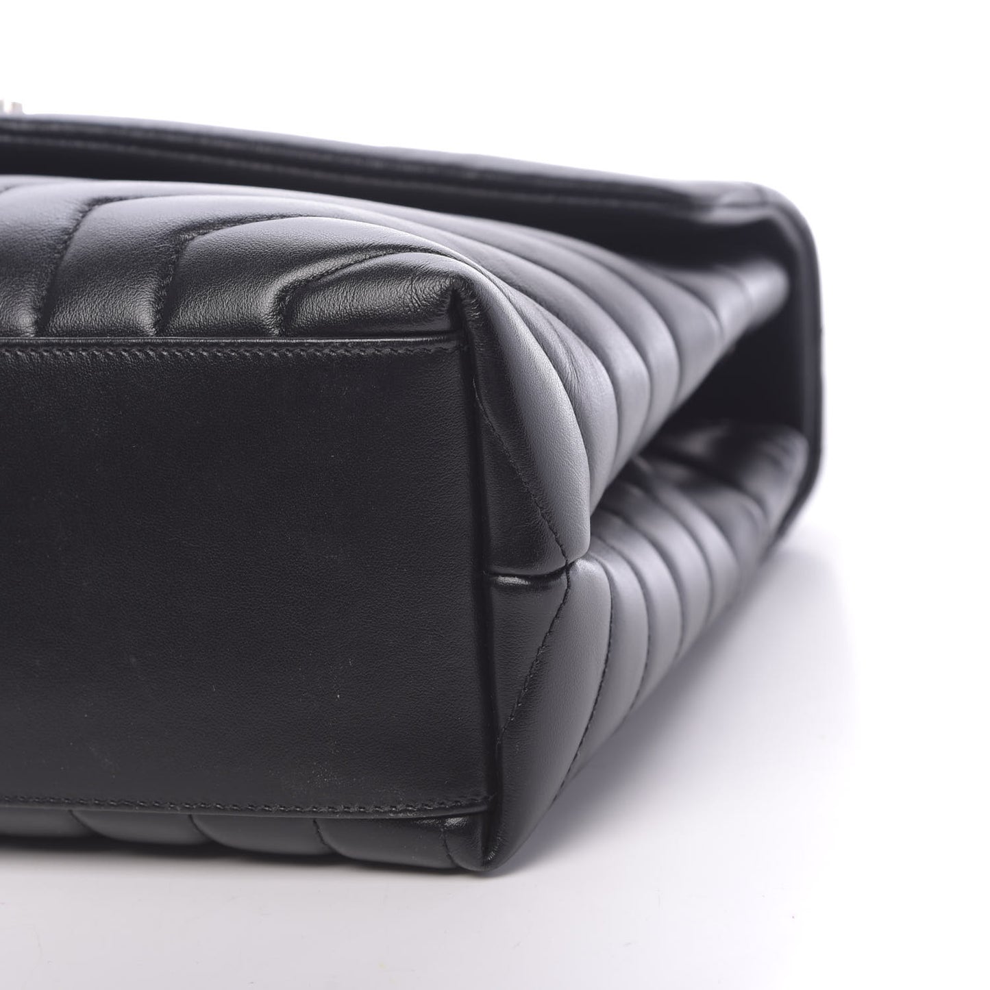 Calfskin Y Quilted Monogram Medium Loulou Chain Satchel Black