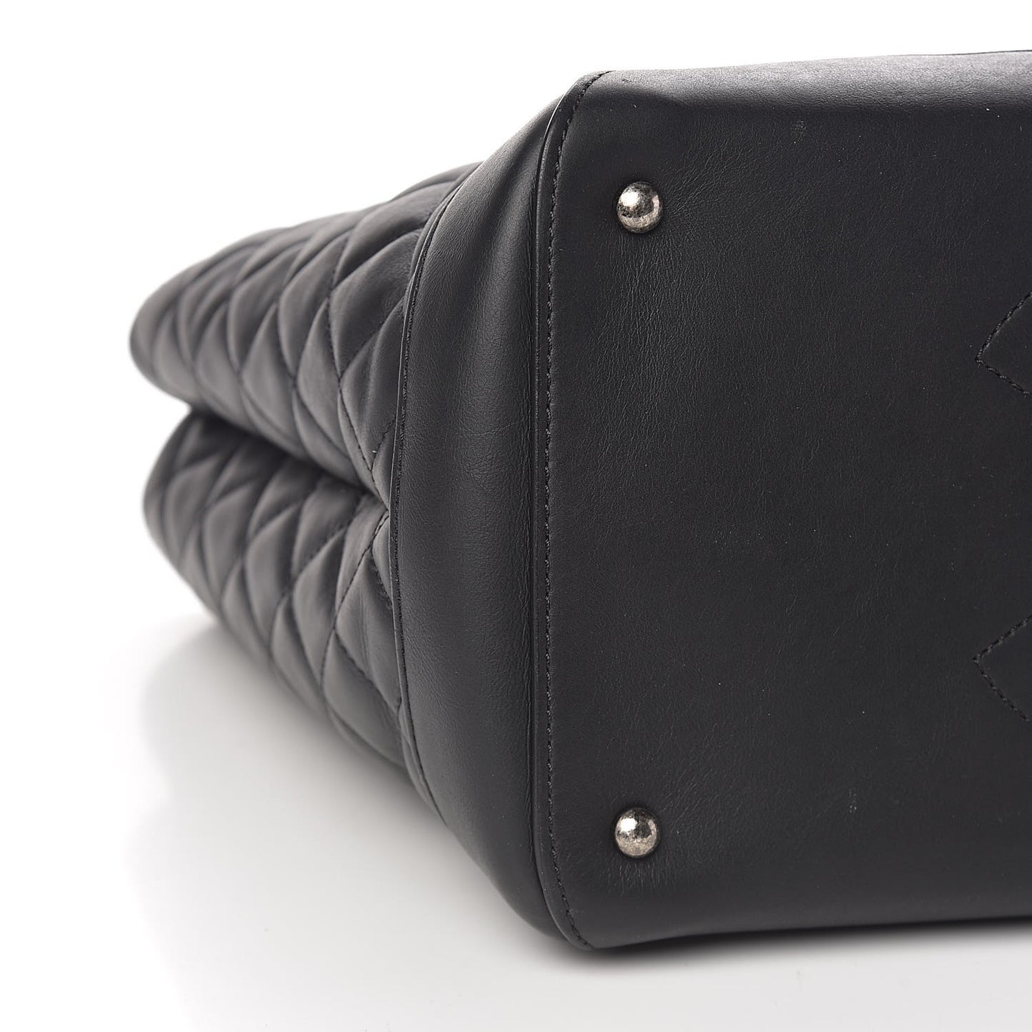 Calfskin Quilted Large Easy Shopping Tote Black