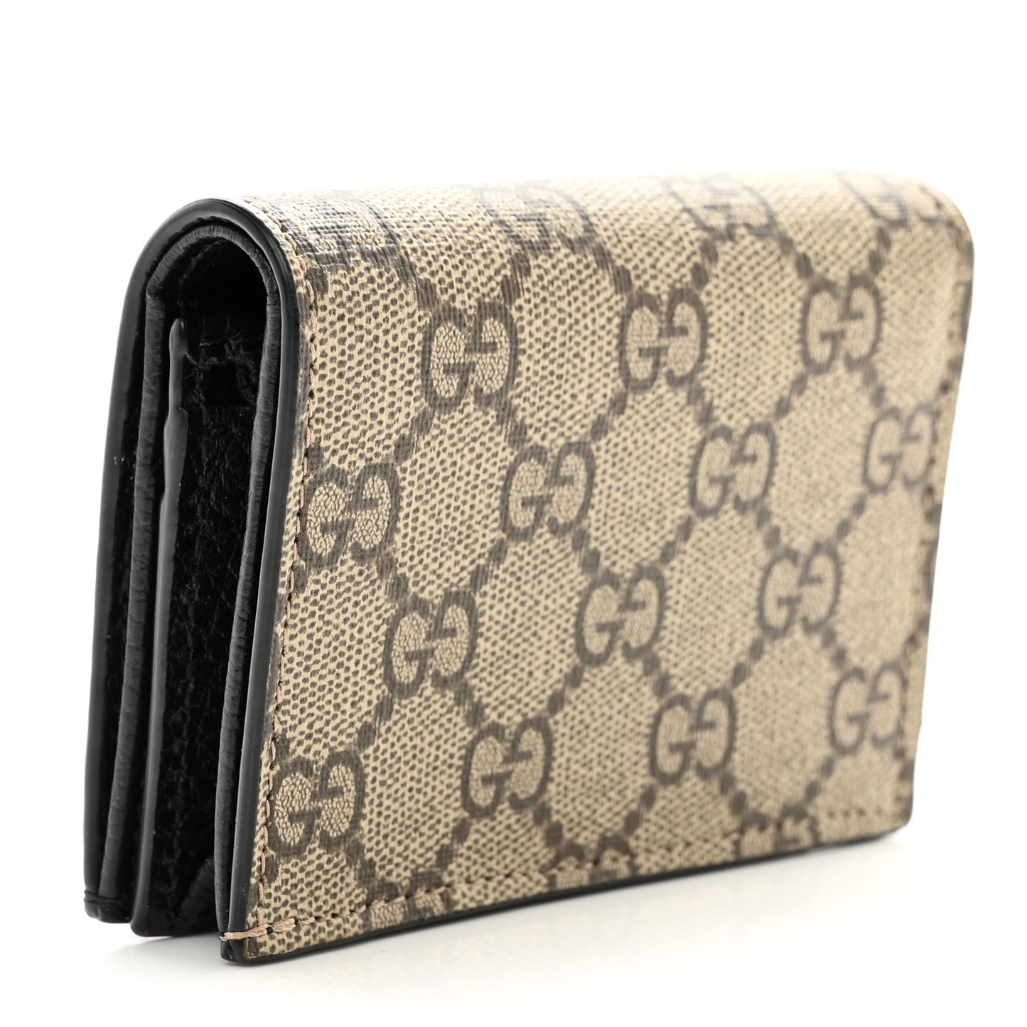 Dollar Calfskin GG Supreme Monogram GG Marmont Card Case Black Beige Ebony