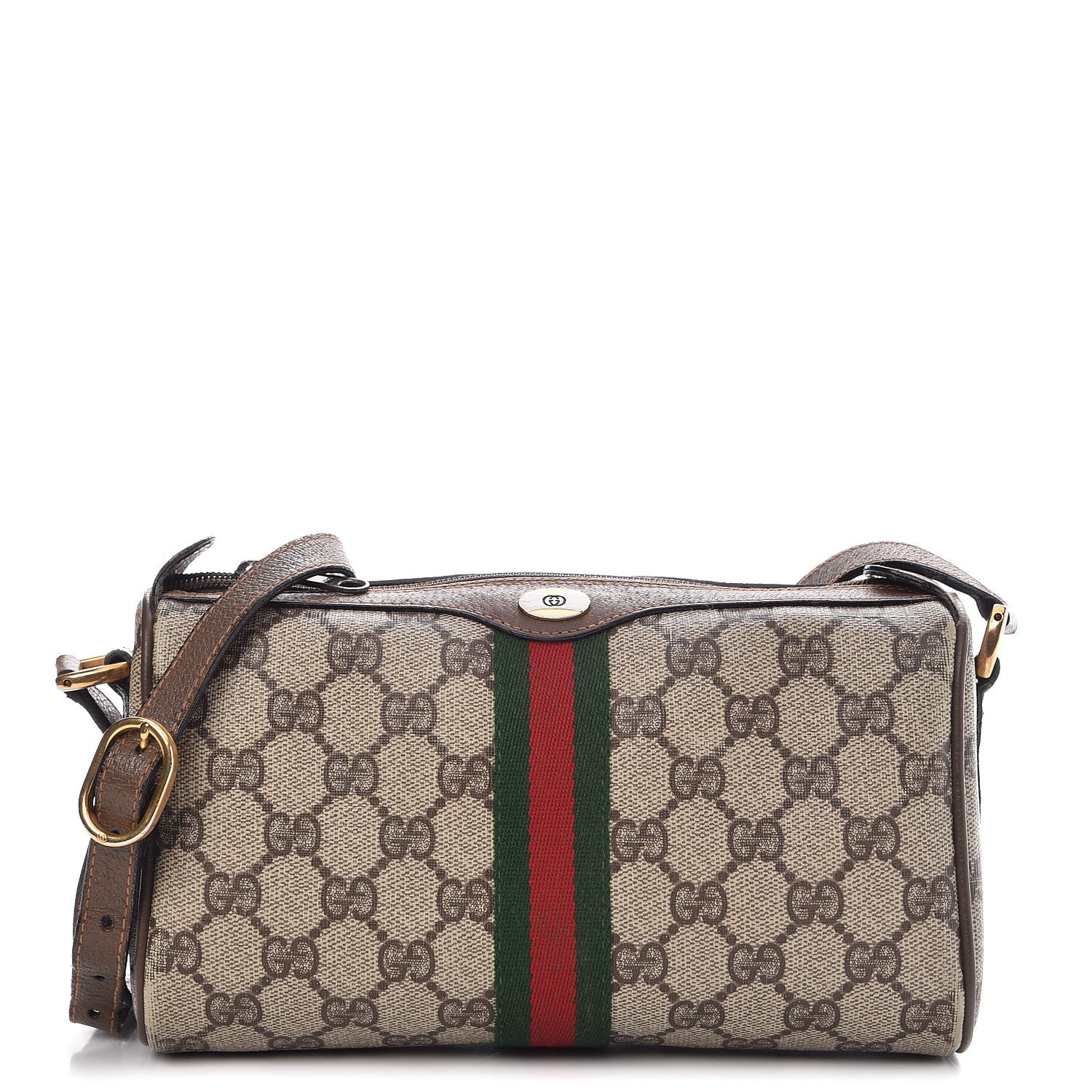 Gucci Coated Canvas Monogram Web Small Shoulder Bag Brown 1 of 16