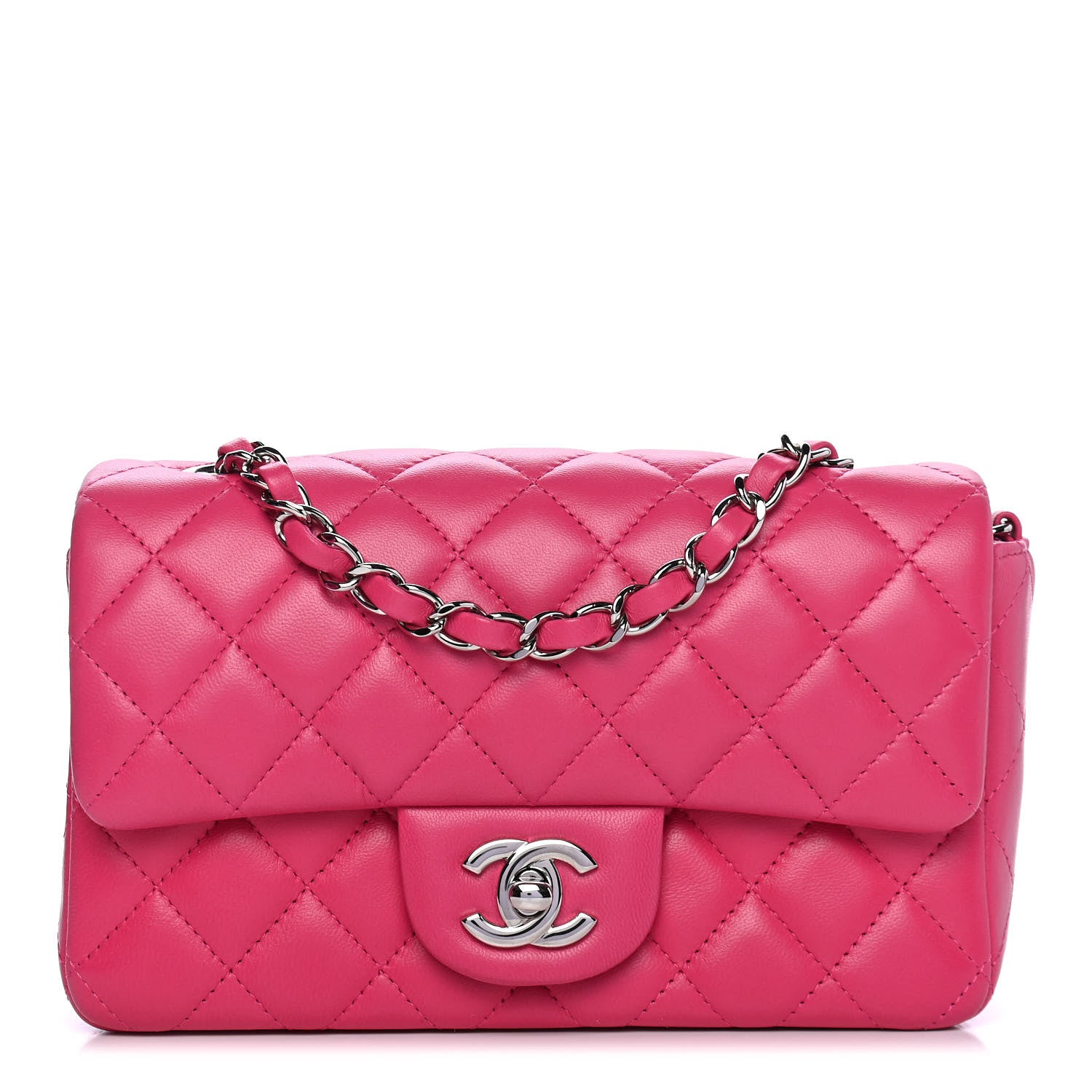 Chanel Lambskin Quilted Mini Rectangular Flap Dark Pink 1 of 5