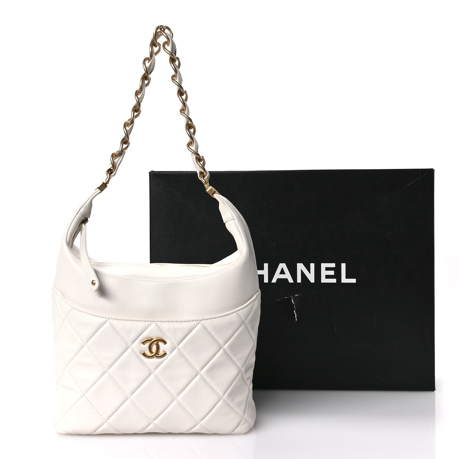Chanel Calfskin Quilted Close To Me Hobo White 8 of 11