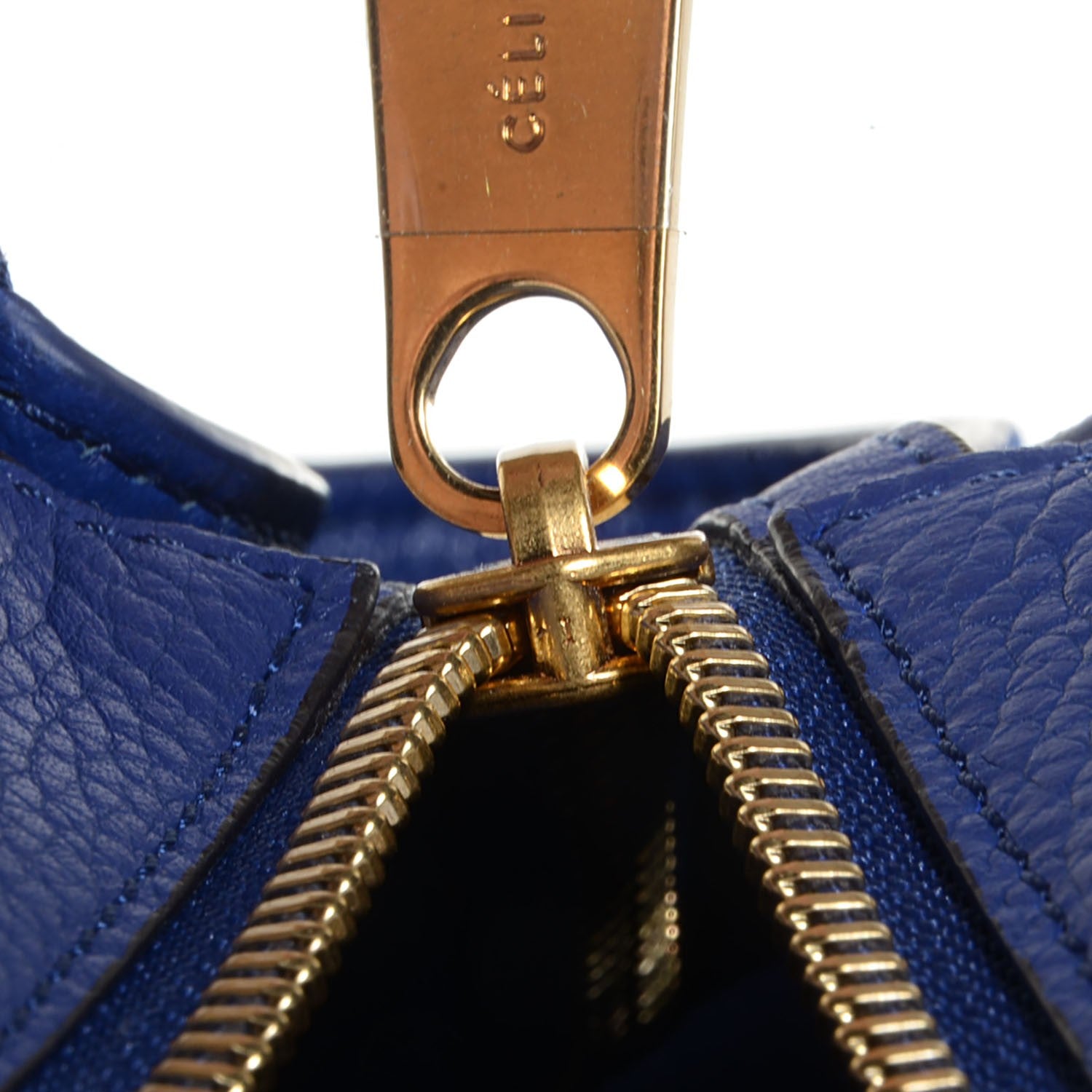 Celine Drummed Calfskin Suede Small Trapeze Indigo 7 of 10