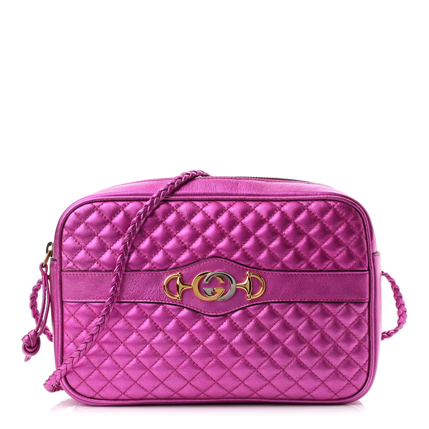 Laminated Nappa Trapuntata Small Zumi Shoulder Bag Fuxia