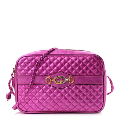 Gucci Laminated Nappa Trapuntata Small Zumi Shoulder Bag Fuxia 1 of 10