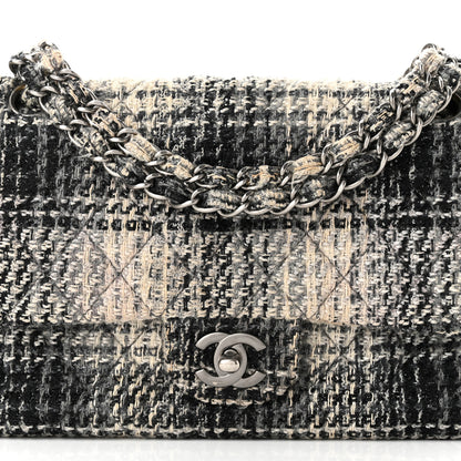 Chanel Tweed Quilted Medium Double Flap Beige White Black 8 of 10