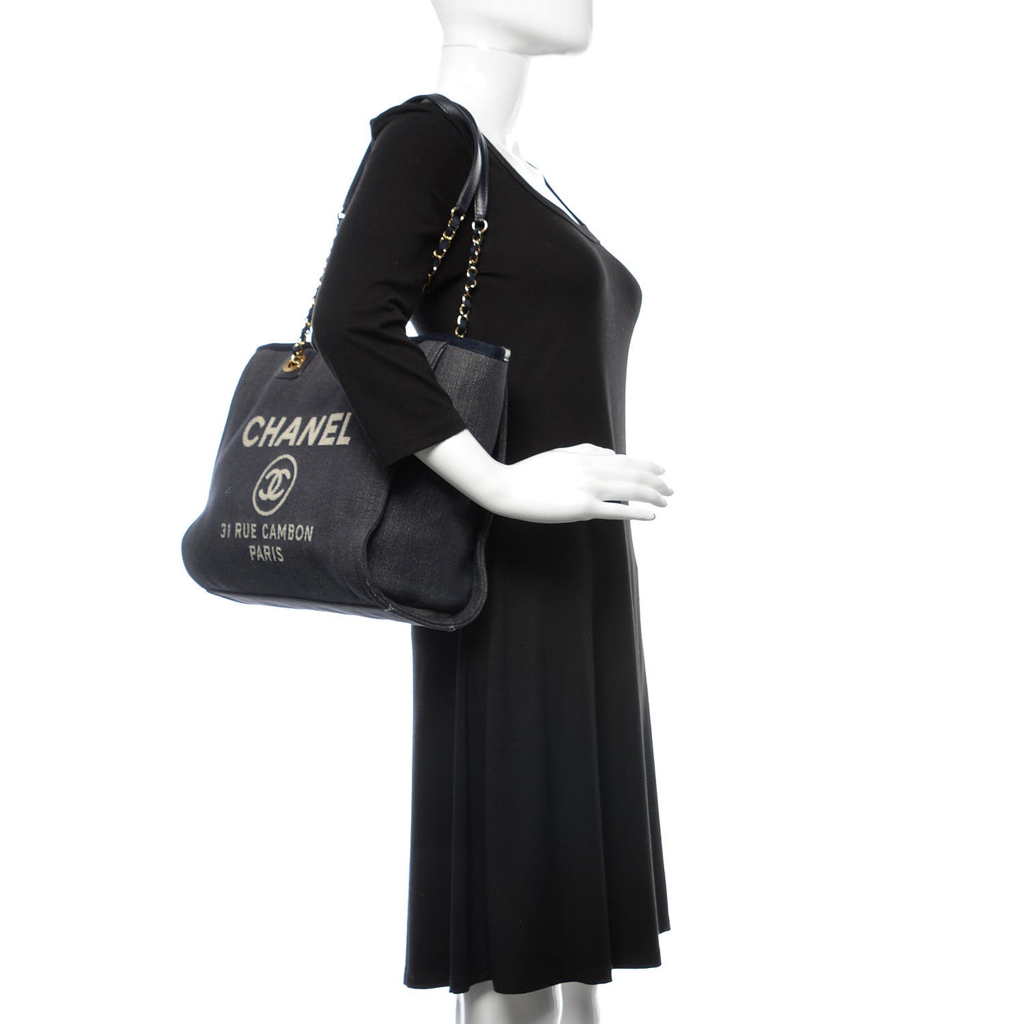 Denim Small Deauville Tote Dark Blue