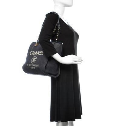 Chanel Denim Small Deauville Tote Dark Blue 2 of 13