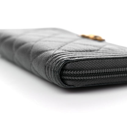 Chanel Metallic Calfskin Quilted Small Boy Zip Around Wallet Charcoal 10 of 11