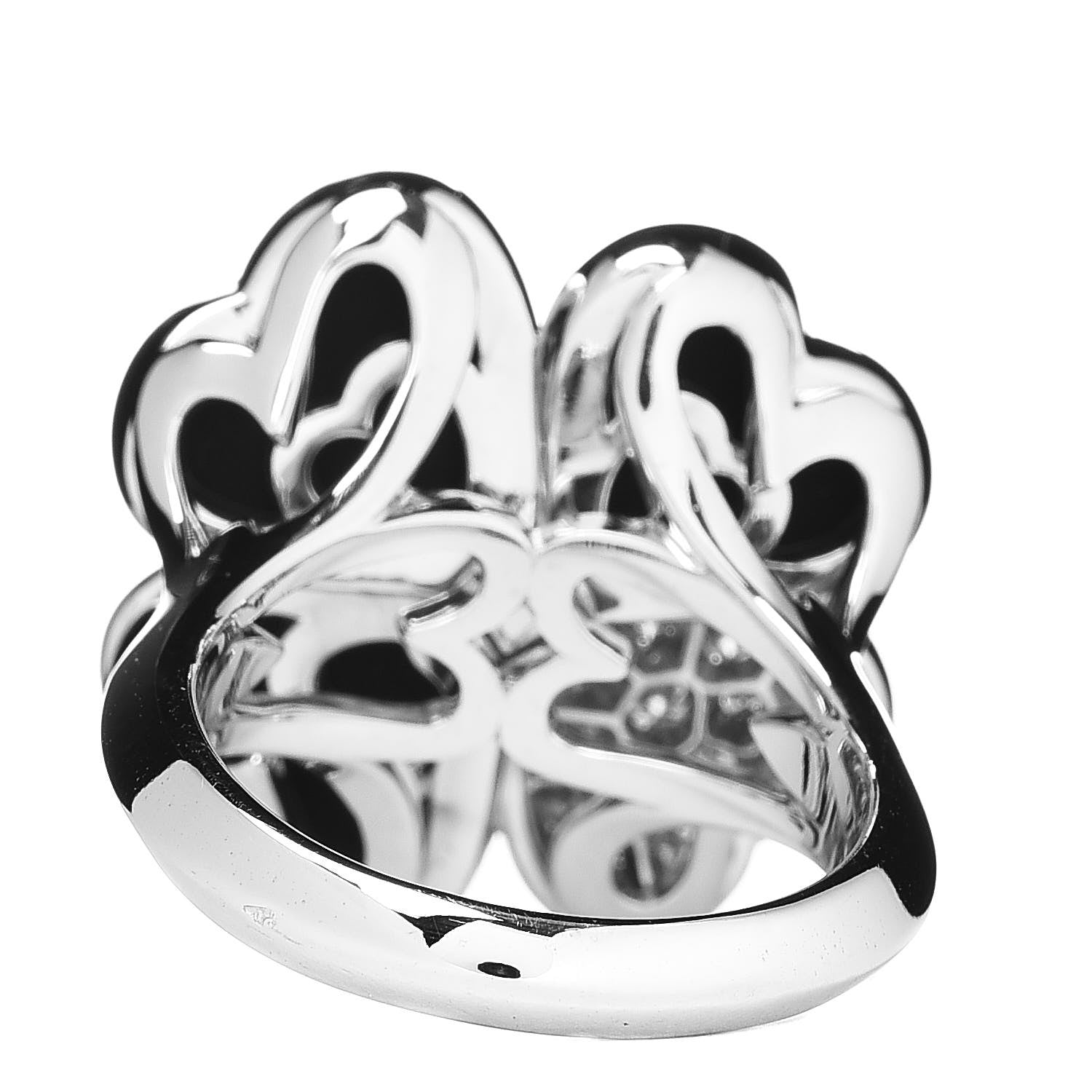 Van Cleef & Arpels 18K White Gold Black Onyx Diamond Medium Cosmos Ring 49 4.75 4 of 8