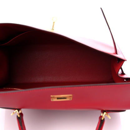 Hermes Tadelakt Kelly Sellier 35 Rouge Vif 5 of 9
