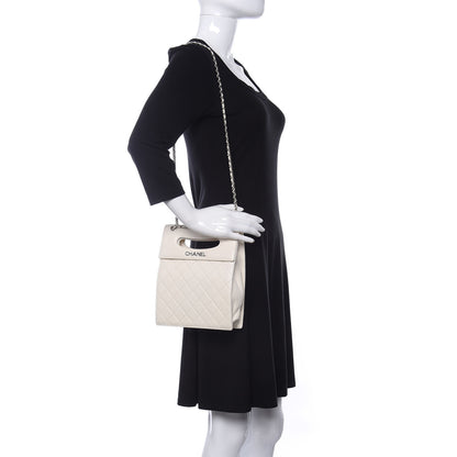 Chanel Lambskin Top Handle Logo Flap White 2 of 10