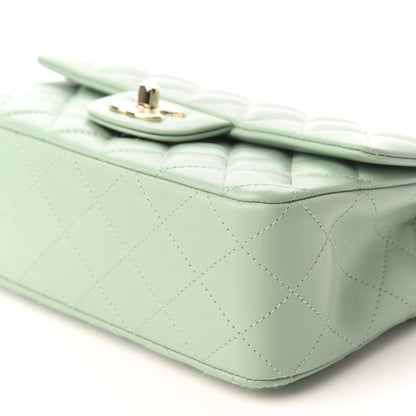 Chanel Lambskin Quilted Mini Rectangular Flap Light Green 7 of 9