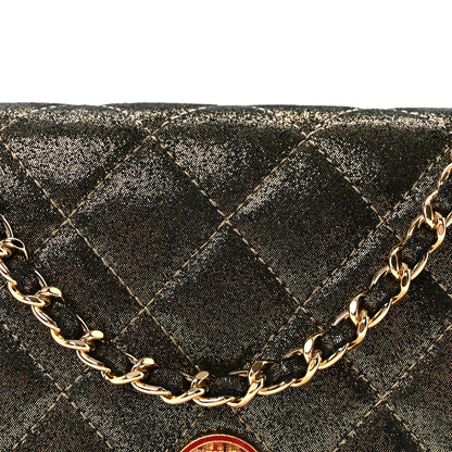 Chanel Iridescent Calfskin Quilted Tartan Button Wallet on Chain WOC Gold 9 of 12