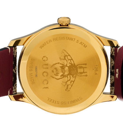 Gucci Stainless Steel Canvas 38mm G-Timeless Supreme GG Blooms Quartz Watch Brown 4 of 5