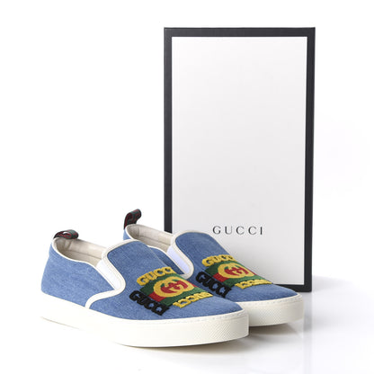 Gucci Kura Denim Logo Embroidered Mens Slip On Sneakers 12 Blue 9 of 9