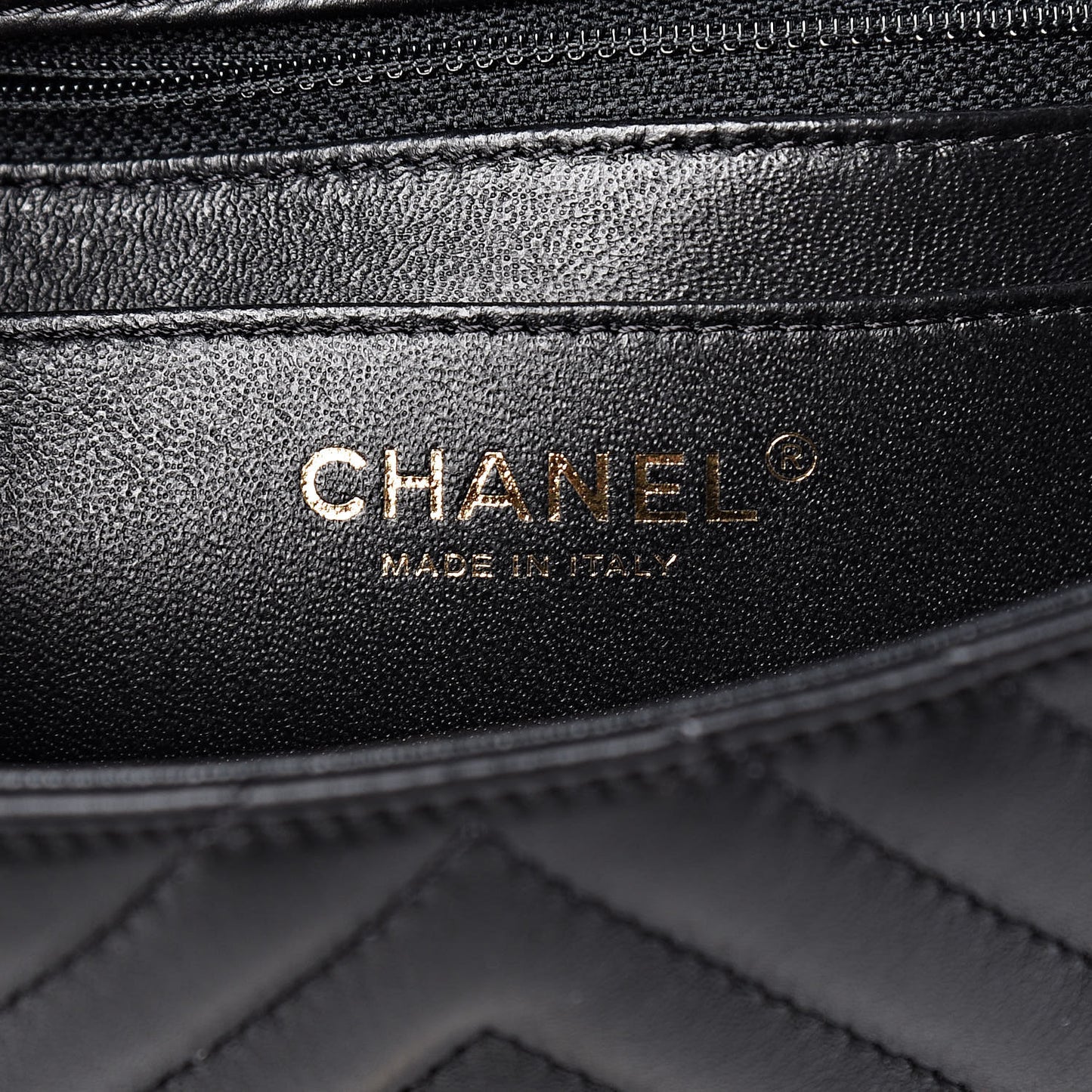 Lambskin Reverse Chevron Quilted Round Top Handle Flap Black