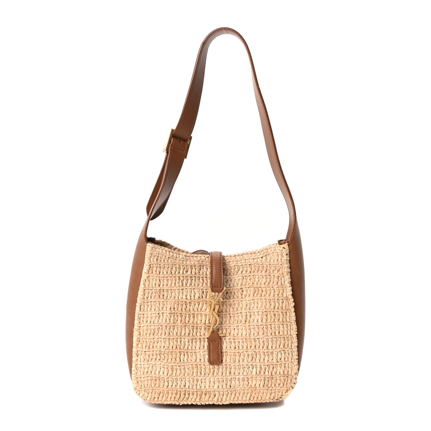 Raffia Calfskin Le 5 A 7 Baby Hobo  Natural Brick