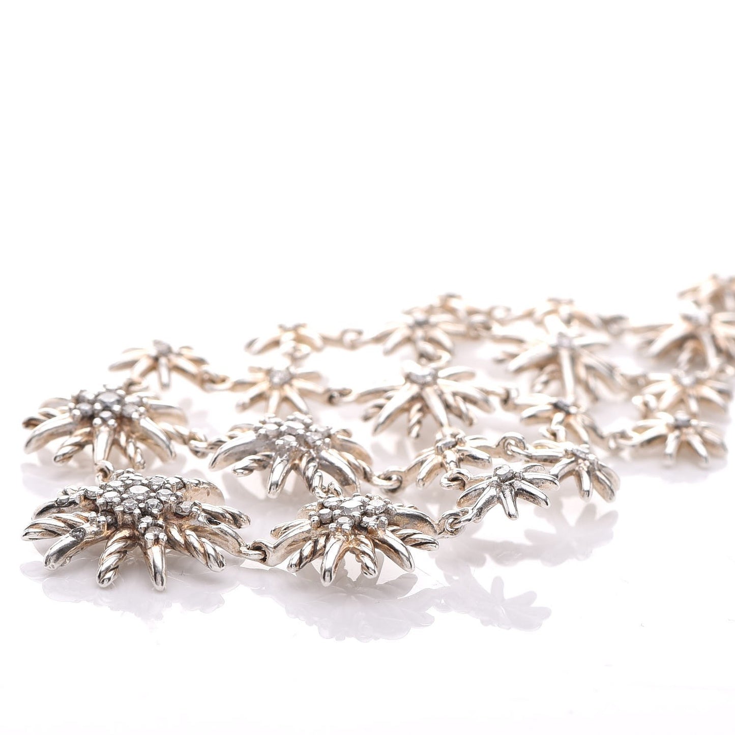 Sterling Silver Diamond Starburst Chandelier Earrings