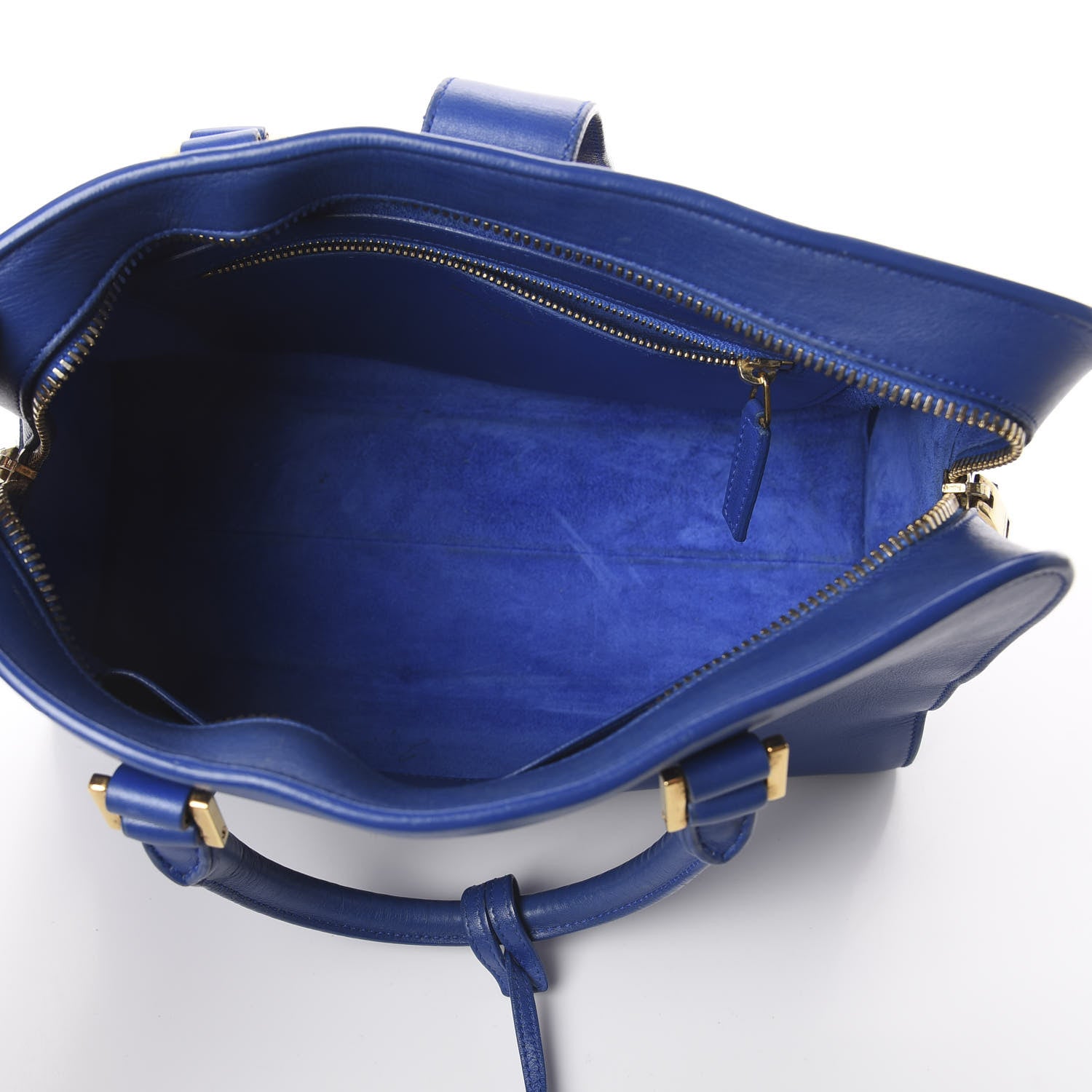 Saint Laurent Smooth Calfskin Small Monogram Cabas Blue Majorelle 4 of 7