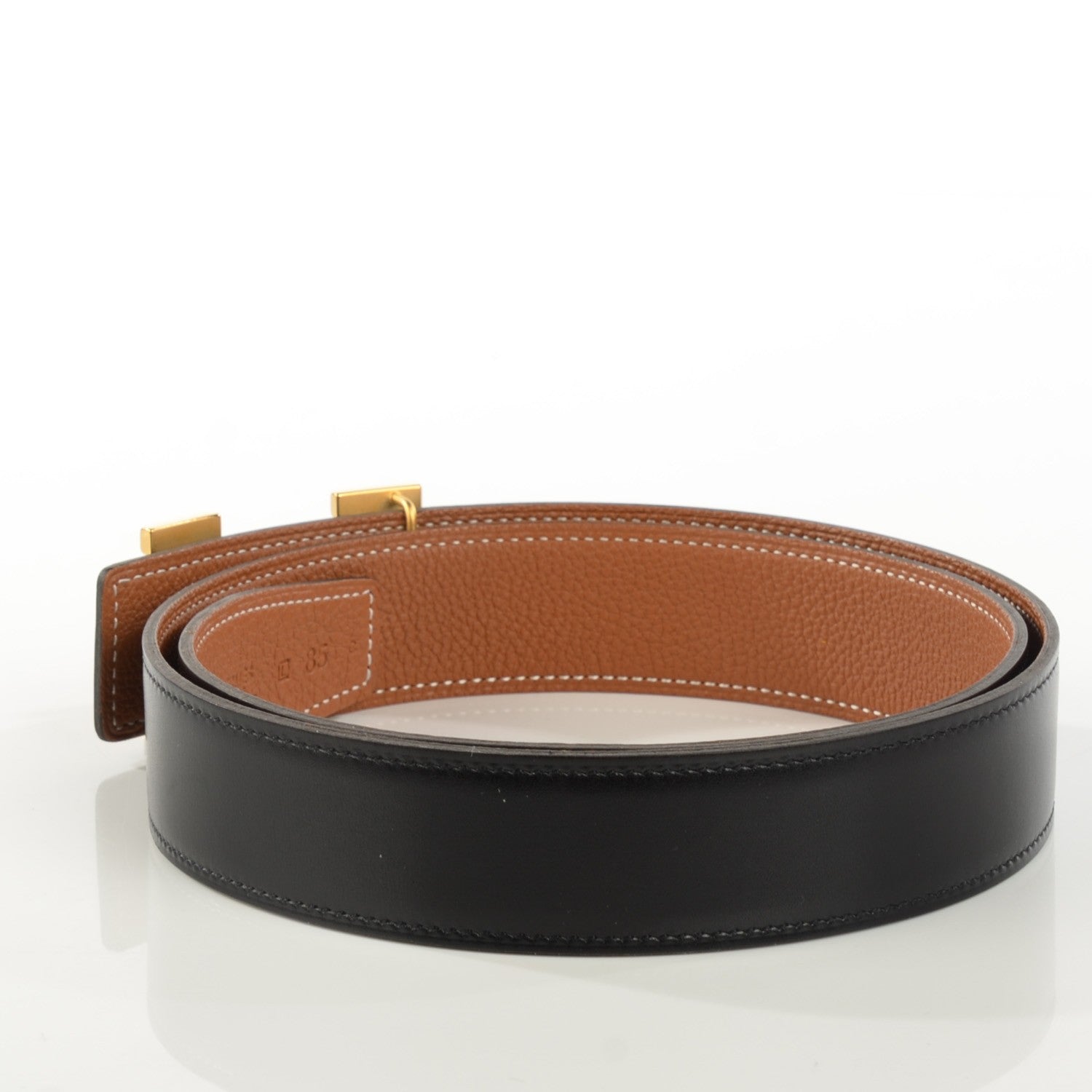Hermes Box Togo 32mm H Belt 85 Black Gold 3 of 8