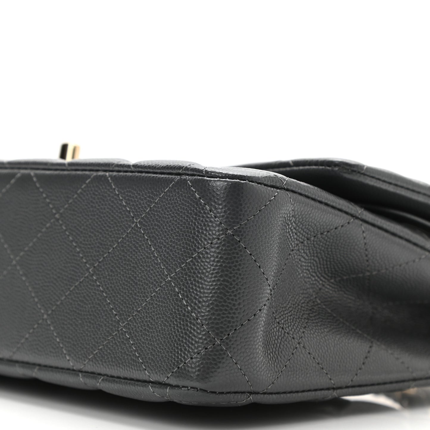 Caviar Quilted Medium Double Flap Dark Grey