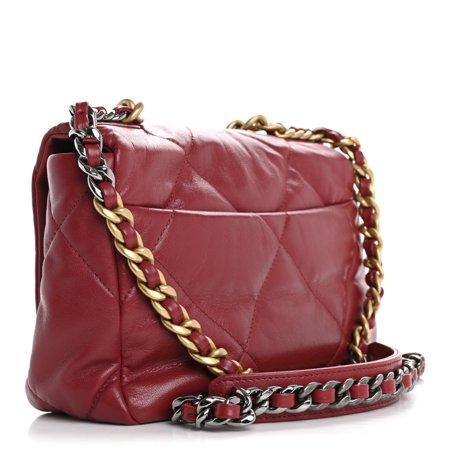 Goatskin Quilted Medium Chanel 19 Flap Red