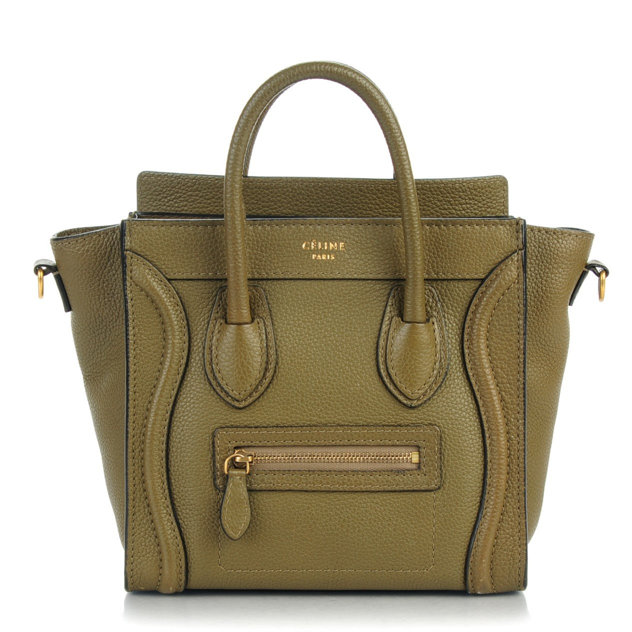 Celine Drummed Calfskin Nano Luggage Jungle 1 of 7