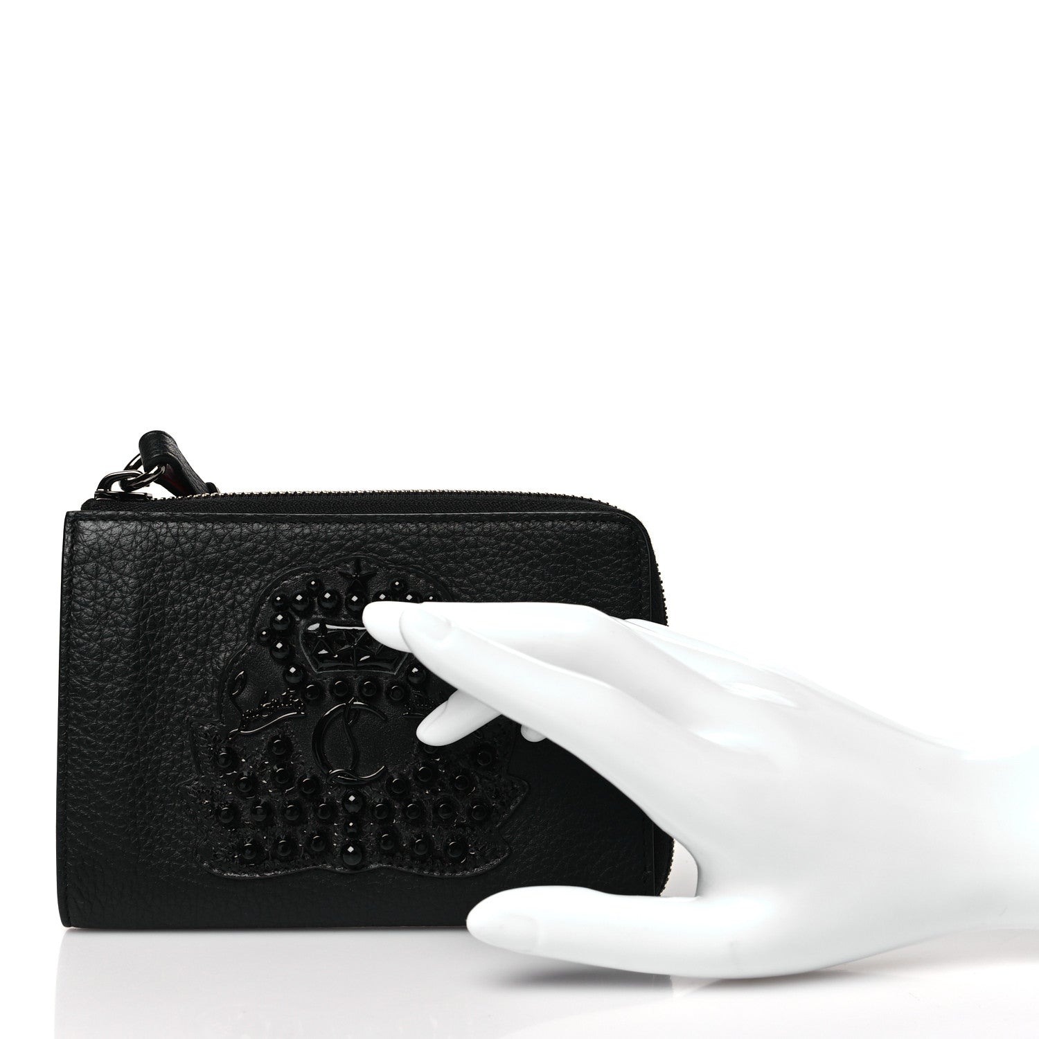 Christian Louboutin Calfskin Panettone Studded Wristlet Wallet Black 2 of 8