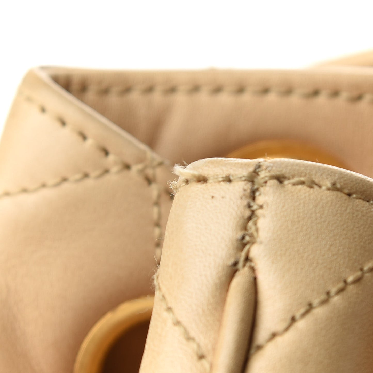 Lambskin Quilted Drawstring Backpack Beige