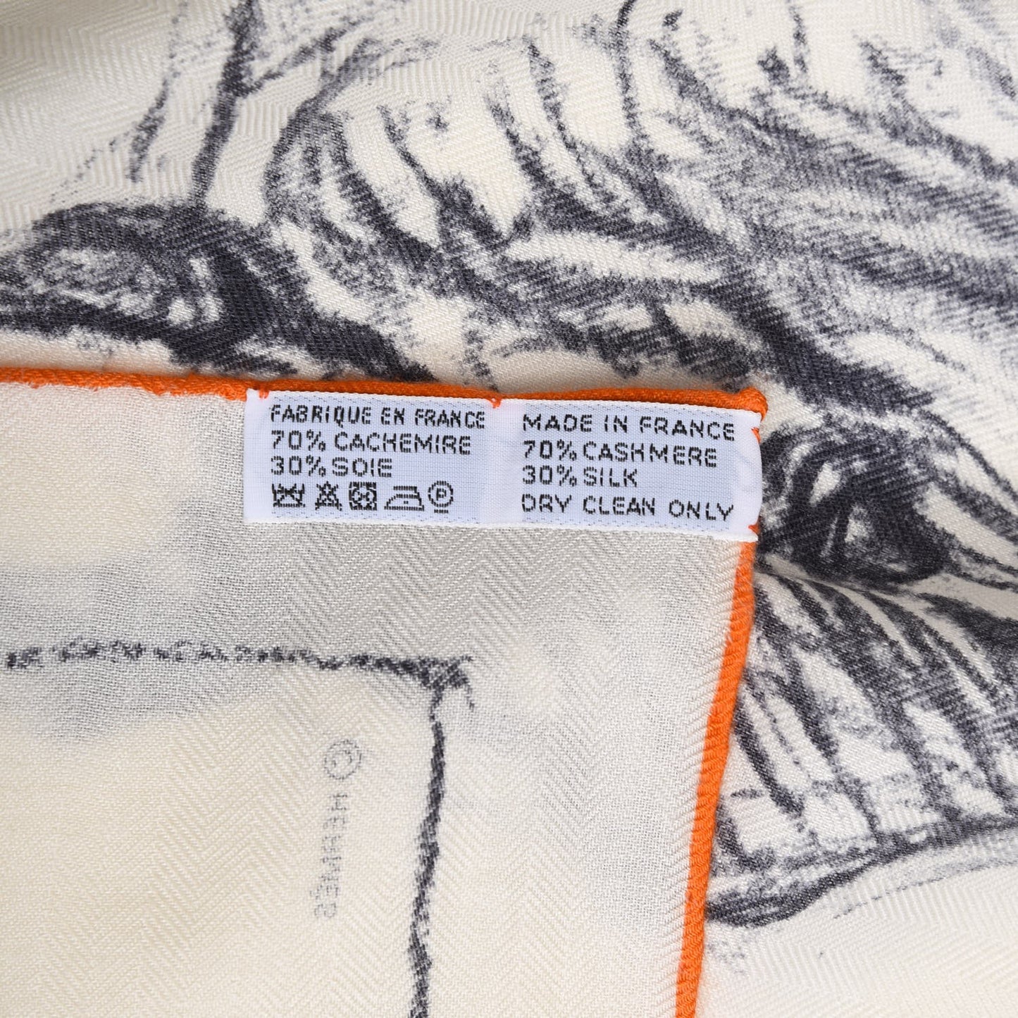 Cashmere Silk Pirouette au Galop Shawl 140 Blanc Noir Gris