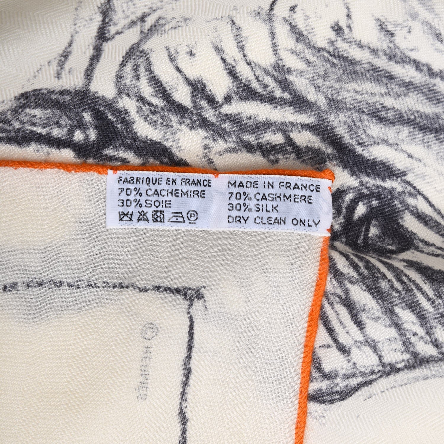 Hermes Cashmere Silk Pirouette au Galop Shawl 140 Blanc Noir Gris 4 of 7