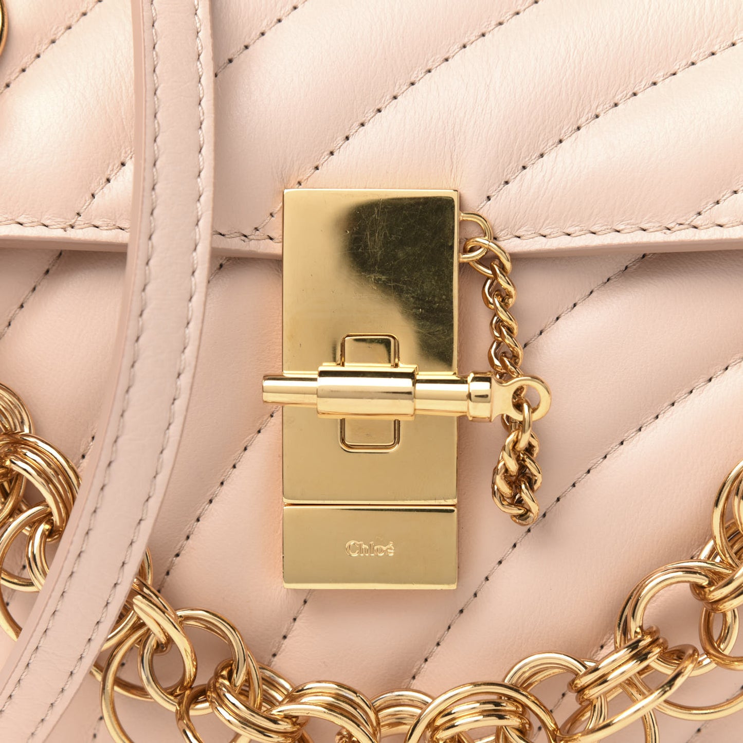 Calfskin Quilted Mini Drew Bijou Shoulder Bag Cement Pink