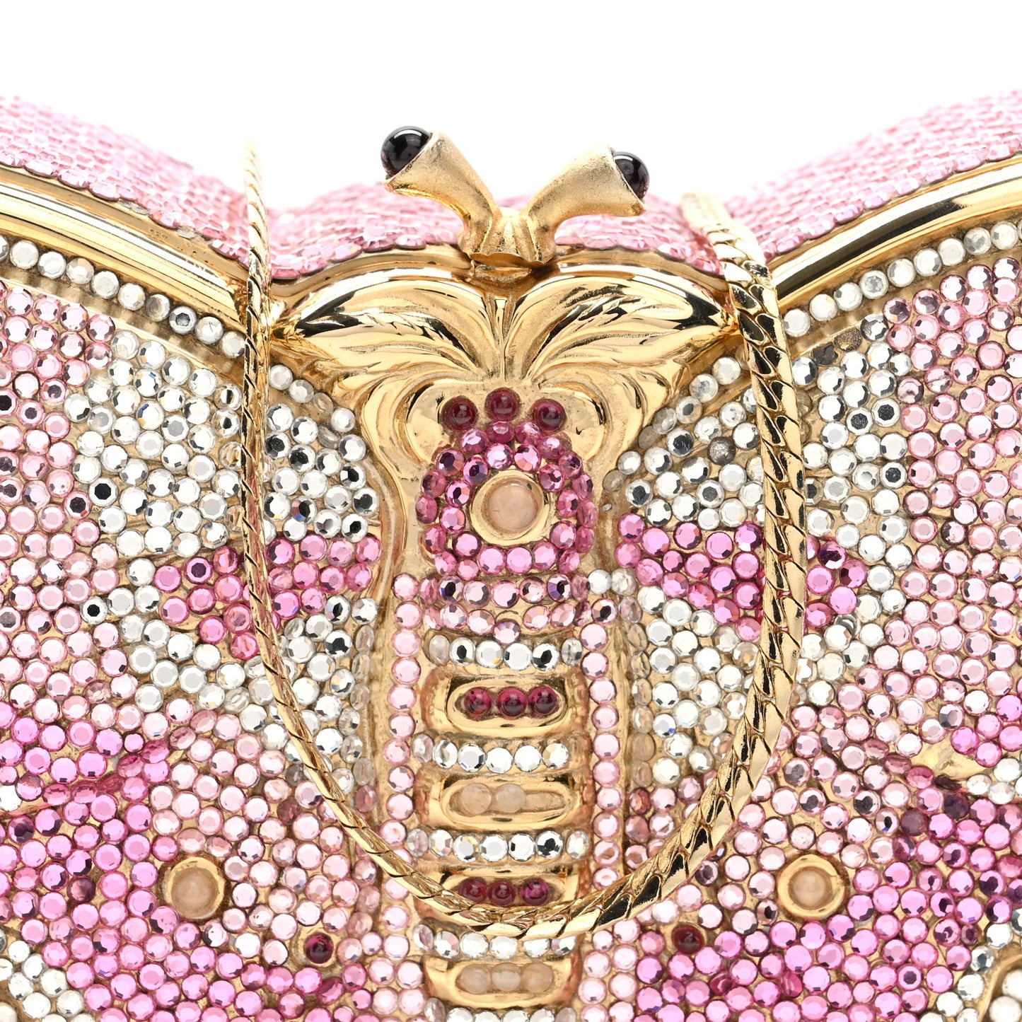 Crystal Butterfly Celestrina Minaudiere Clutch Gold Pink