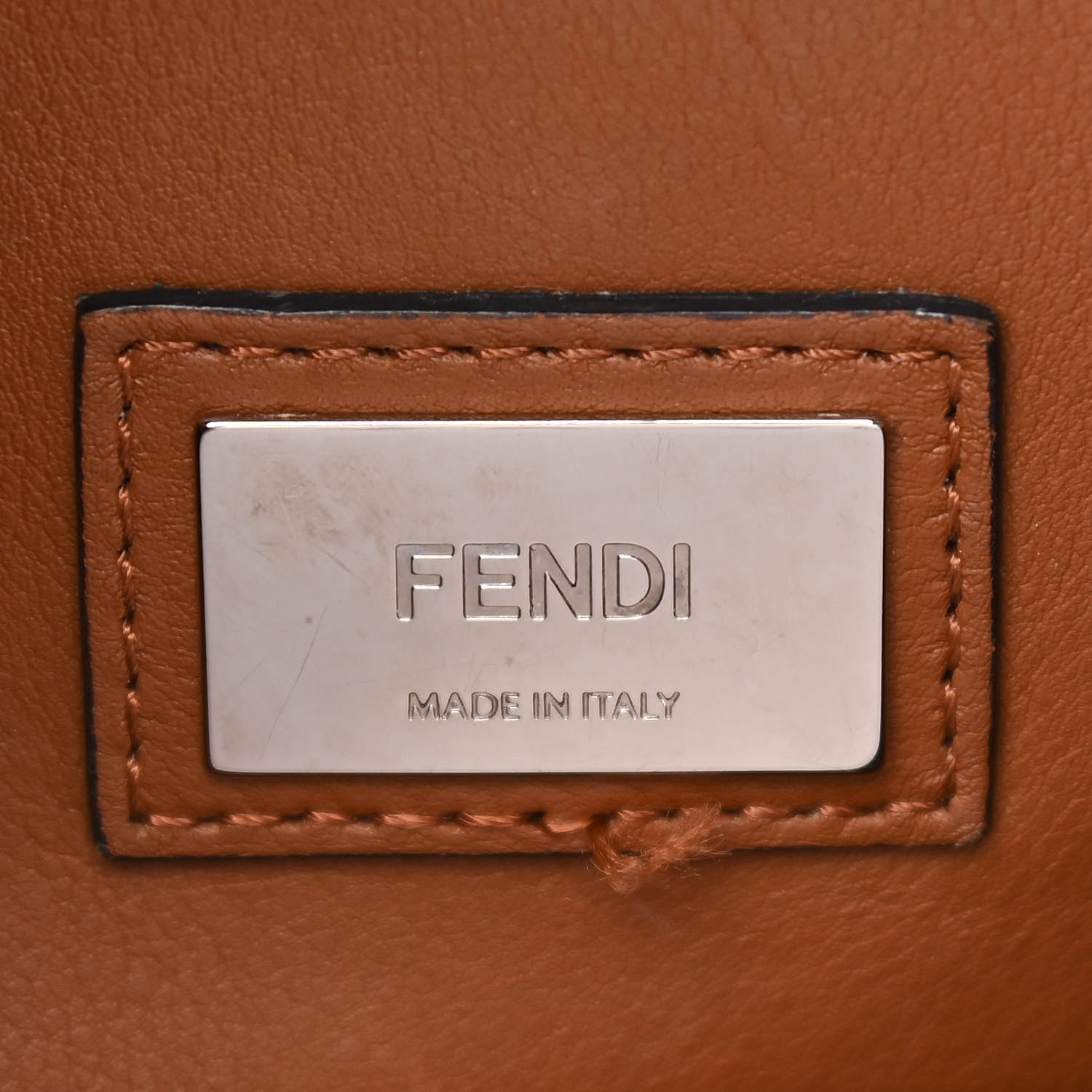 Fendi Calfskin Lace Up Medium Peekaboo Iconic Satchel Cognac 6 of 17