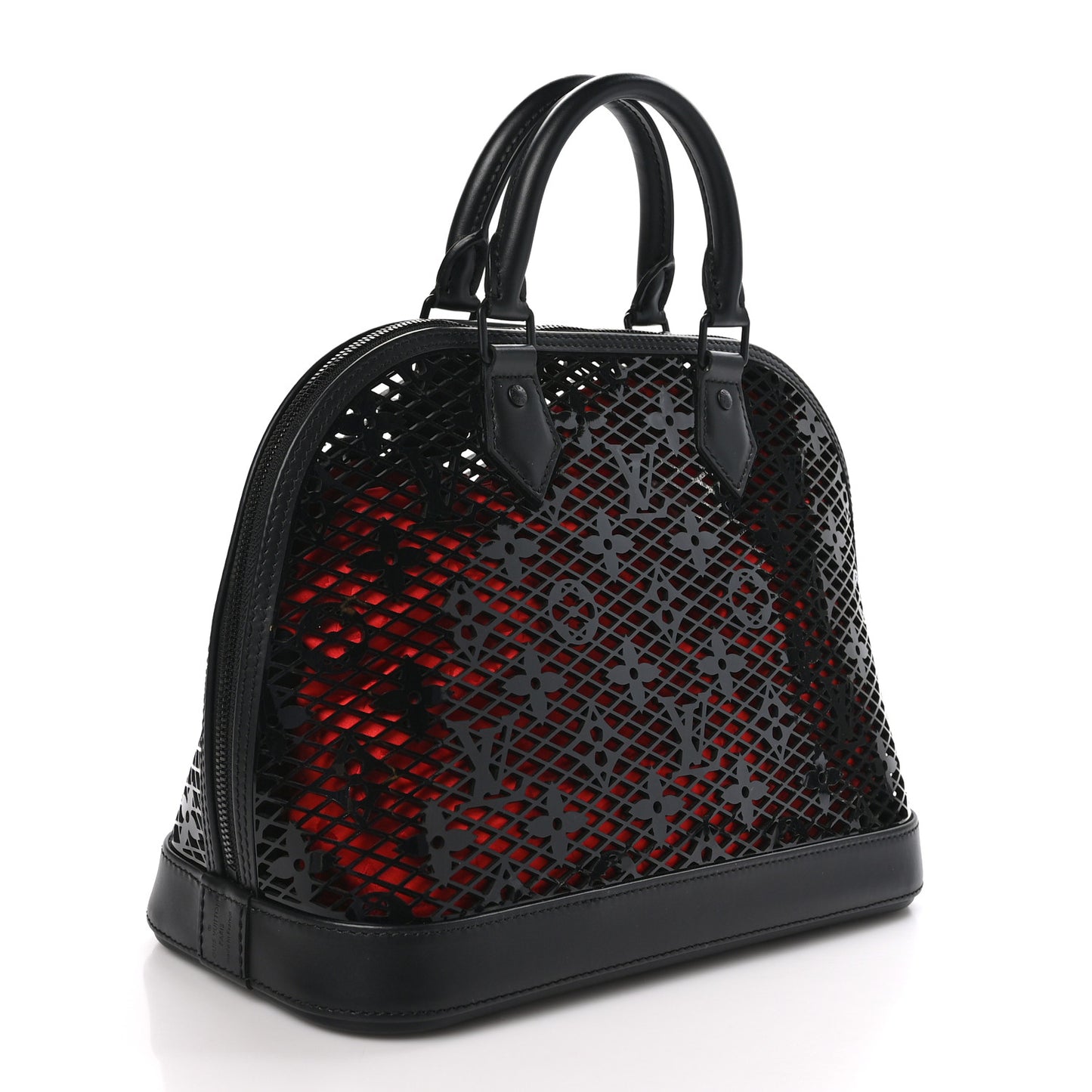 Patent Calfskin Laced Monogram Alma PM Black