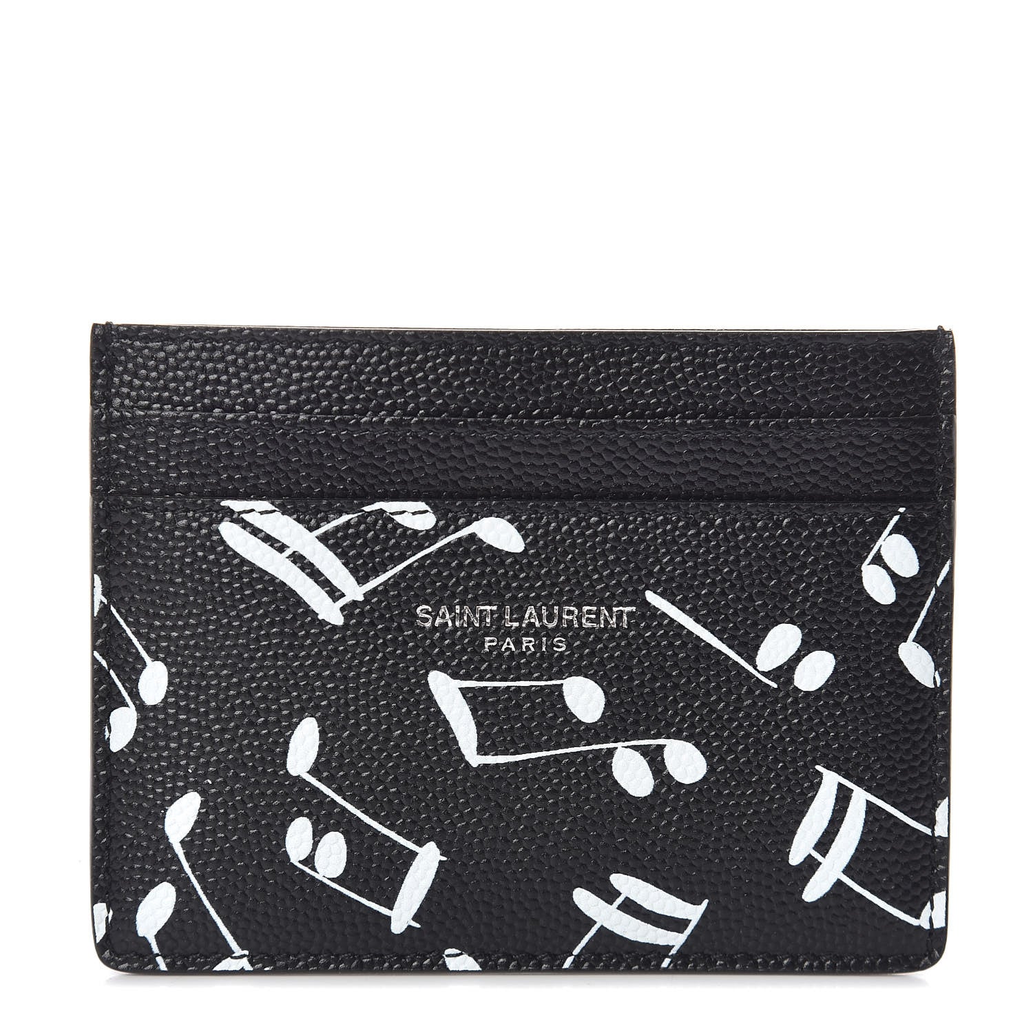 Saint Laurent Grain de Poudre Musical Notes Credit Card Case Black 1 of 8