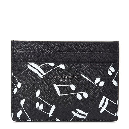 Saint Laurent Grain de Poudre Musical Notes Credit Card Case Black 1 of 8