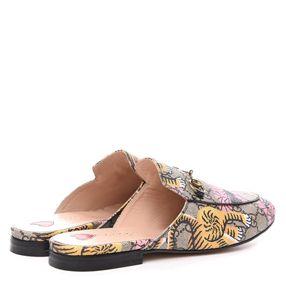 Gucci GG Supreme Monogram Bengal Womens Princetown Slippers 39 Beige Crop Pink 4 of 9